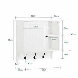 Avis SoBuy BZR103-W Armoire Haute Murale Placard Mural Meuble Haut de Salle de Bain Meuble Suspendu Meuble Murale