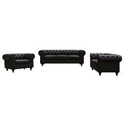 Acheter Habitat Et Jardin Canapé fixe Chesterfield Aliza - 204 x 80 x 58 cm - 3 places - Marron