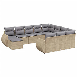 vidaXL Salon de jardin 11 pcs avec coussins beige résine tressée