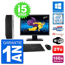 PC HP 600 G3 SFF Ecran 27" Intel i5-6500 RAM 16Go Disque Dur 2To Windows 10 Wifi - Occasion