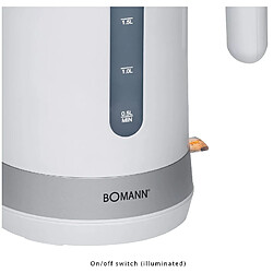 Bouilloire electrique sans fil 1,8L, sans BPA, élément chauffant dissimulé, 2200, Blanc, Bomann, WK 5012 CB