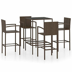 Maison Chic Table de bar et chaises d'extérieur 5 pcs,Ensemble de bar de jardin pour relax Résine tressée Marron -GKD527499