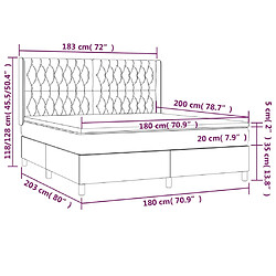 Maison Chic Lit adulte- Lit + matelas + LED,Sommier à lattes de lit matelas et LED Crème 180x200 cm Tissu -GKD79813 pas cher