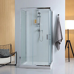 Kiamami Valentina CABINE DE DOUCHE COULISSANTE 70X90X70 AVEC VERRE TRANSPARENT 3 FACES 6MM