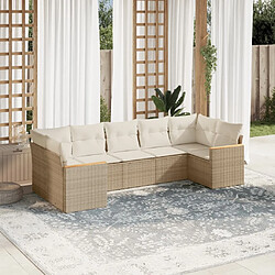 Maison Chic Salon de jardin avec coussins 7 pcs, Ensemble Tables et chaises de jardin, beige résine tressée -GKD600784