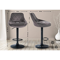 Non Lot de 2 tabourets de bar Lazio velours noir