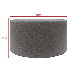 Mobili Rebecca Pouf Pouffe Plat Tissu Rond Gris Maison Vintage 25x45x45 pas cher