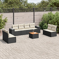 Maison Chic Salon de jardin 9 pcs avec coussins | Ensemble de Table et chaises | Mobilier d'Extérieur noir résine tressée -GKD13573