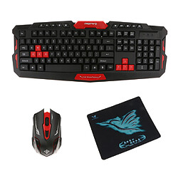 Acheter clavier et souris de jeu sans fil pour pc avec tapis de souris noir et rouge