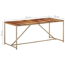 vidaXL Table à manger 180x90x76 cm Bois massif pas cher