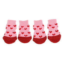 4 pcs chien chaussettes chien plancher poignée chaussettes chaussures bottes antidérapant protecteur chaussettes l rose