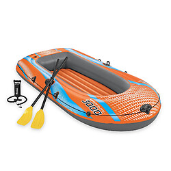 Bateau Gonflable pour 2 Adultes et 1 Enfant Bestway Kondor Elite 3000 Raft 246x122x45 cm avec 2 Rames et Gonfleur à Pied Inclus