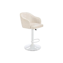 Acheter Vente-Unique Tabouret de bar en tissu et métal - Hauteur réglable - Crème et blanc - CARSTEN