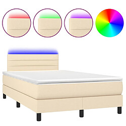 Maison Chic Lit adulte- Lit + matelas + LED,Sommier à lattes de lit matelas et LED crème 120x190 cm tissu -GKD92783