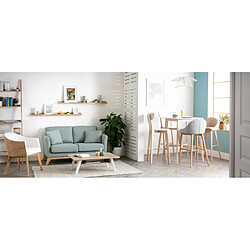 Miliboo Canapé scandinave 2 places déhoussable vert lagon et pieds bois clair OSLO pas cher