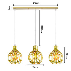 Stoex 3 Lumières Suspension Vintage Lustre Moderne Plafonnier D'Intérieur Rétro Suspension Lustre E27 Métal Or Pour Chambre, Salle À Manger, Bureau pas cher