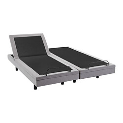 Acheter Vente-Unique Lit électrique de relaxation déco + matelas 100% latex 3 zones - 2 x 90 x 200 cm - Tissu - Gris - PANISOLA de DREAMEA