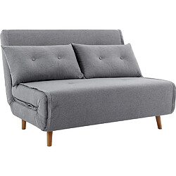 Avis Vente-Unique Canapé 2 places convertible en tissu gris clair URIBIA