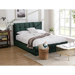 Vente-Unique Lit coffre 140 x 200 cm - Velours - Vert + Matelas - OLERIA 