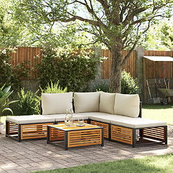 vidaXL Salon de jardin avec coussins 6 pcs bois d'acacia solide