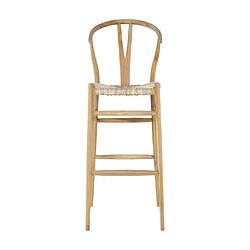 Avis Vente-Unique Tabouret de bar en teck et paille - Naturel - POGIANA