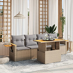 vidaXL Salon de jardin avec coussins 5 pcs beige résine tressée 