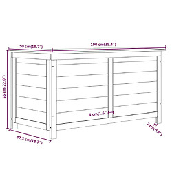 vidaXL Boîte à coussins d'extérieur 100x50x56 cm Bois de sapin massif pas cher