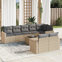 Maison Chic Salon de jardin avec coussins 9 pcs | Ensemble de Table et chaises | Mobilier d'Extérieur beige résine tressée -GKD55667