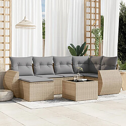 vidaXL Salon de jardin avec coussins 7 pcs beige résine tressée 