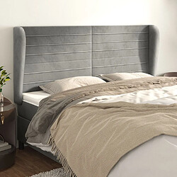 Maison Chic Tête de lit scandinave avec oreilles,meuble de chambre Gris clair 163x23x118/128 cm Velours -MN11153