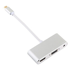 Wewoo HUB USB 2.0 + port audio + adaptateur VUB + HDMI vers USB-C / Type-C argent