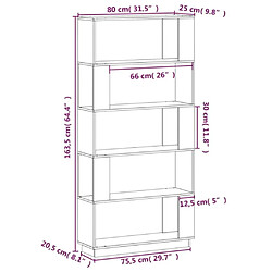 vidaXL Bibliothèque/Séparateur de pièce Noir 80x25x163,5 cm Pin massif pas cher