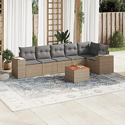 vidaXL Salon de jardin avec coussins 7 pcs beige résine tressée 