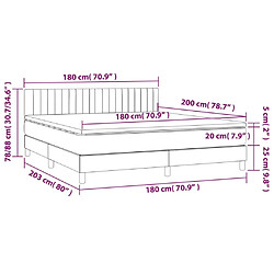 vidaXL Sommier à lattes de lit et matelas et LED Gris clair 180x200 cm pas cher