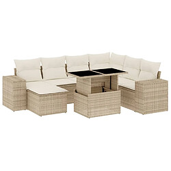 vidaXL Salon de jardin avec coussins 8 pcs beige résine tressée