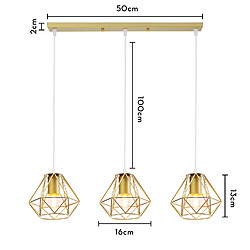 Stoex Suspension Luminaire D'Intérieur Vintage Or Suspension Lustre Fer Métallique Plafonnier Rétro À 3 Lumières, Pour Bureau, Salle À Manger pas cher