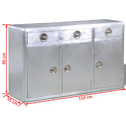 vidaXL Buffet avec 3 tiroirs Style vintage Aluminium pas cher