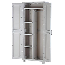 Pegane Armoire meuble de rangement 2 portes, intérieur/extérieur coloris beige - Longueur 70 x Profondeur 45 x Hauteur 184 cm