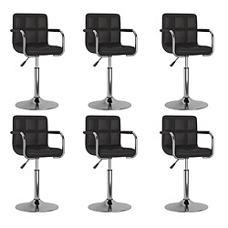 vidaXL Chaises pivotantes à manger lot de 6 noir similicuir 