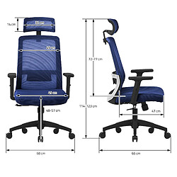 ML-Design Chaise de bureau gaming d'ordinateur ergonomique pivotante avec roulettes navy pas cher