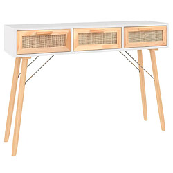 Maison Chic Table console | Meuble d'entrée | Table d'appoint Blanc 105x30x75 cm Bois massif pin /rotin naturel -GKD15818