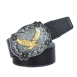 Boucle De Ceinture En Cuir Américain Motif Aigle Décontracté Pour Homme Noir