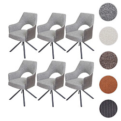 Mendler Lot de 6 chaises de salle à manger HWC-K30, fauteuil de cuisine, pivotant Auto-Position, tissu/textile MVG ~ gris-gris foncé 