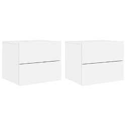 Maison Chic Lot de 2 Tables de chevet,Table de nuit,Table d'appoint pour salon murales avec lumières LED - blanc -MN63666