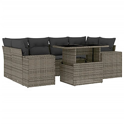 vidaXL Salon de jardin avec coussins 7 pcs gris résine tressée