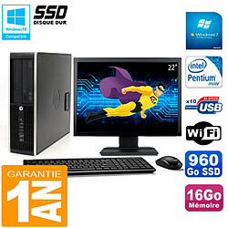 PC HP Compaq Pro 6200 SFF Ecran 22" Intel G840 16Go 960 Go SSD Graveur Wifi W7 · Occasion 