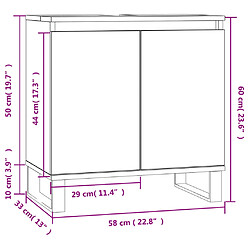 vidaXL Armoire de bain gris béton 58x33x60 cm bois d'ingénierie pas cher