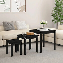 vidaXL Tables gigognes 3 pcs Noir Bois de pin massif