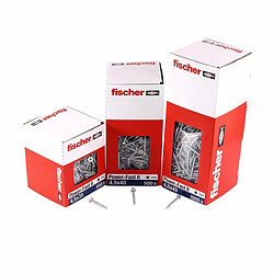 Fischer Power-Fast II FPF II Vis à bois aggloméré, 4,0x35 mm - tête fraisée, empreinte TX, zingué blanc, filetage total, passivé bleu - 1000 pcs. (670625)