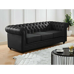 Acheter Vente-Unique Canapé 3 places en cuir de buffle noir CHESTERFIELD